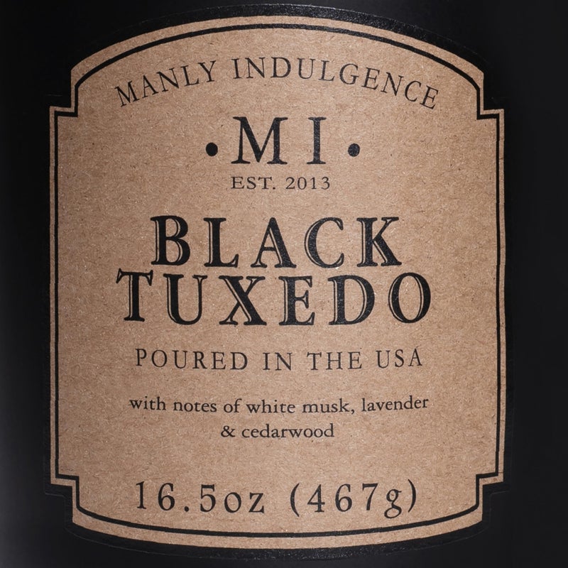 Manly Indulgence Black Tuxedo Jar Candle 16.5 oz - White Musk, Lavender, Cedarwood, Jasmine & Earthy Orris - Up to 60 Hour Burn - Soy Blend Wax, USA Poured - Image 5